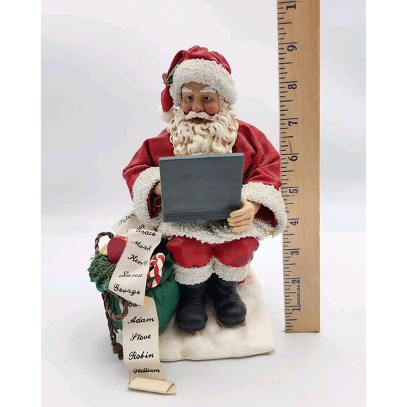 Clothtique Possible Dreams Santa's New List Computer Laptop Who's Naughty Nice - Picture 5 of 14